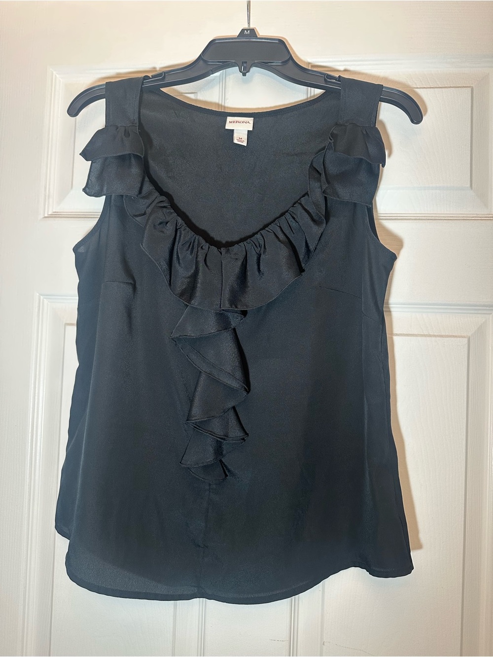 Merona Black Ruffle V-Neck Sleeveless Top